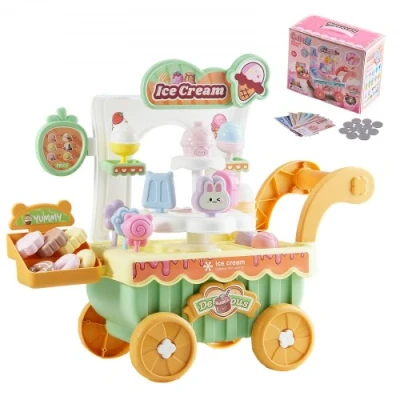 Image de VEVOR Chariot à Glaces pour Enfants 3 Ans et Plus Jeu Imitation Magasin Glacier