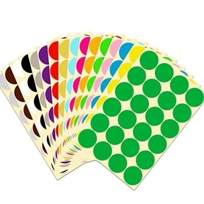Afbeelding van Rond etiket, 32 mm, kleurrijke stippen, 16 vellen, stickers, voor kalenders, handmatig, kantoor