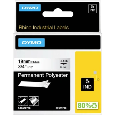 Afbeelding van Dymo 622290 (S0929270) Tape Zwart op transparant (19 mm)