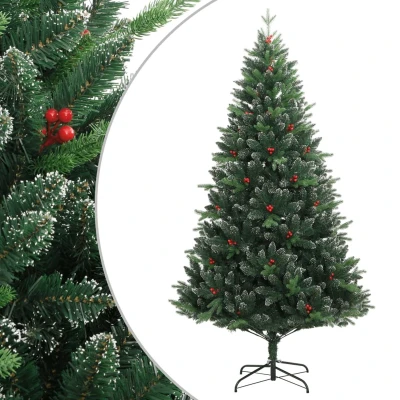 Afbeelding van Kunstkerstboom met scharnieren en rode bessen 180 cm