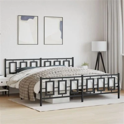 Afbeelding van vidaXL Bedframe met hoofd en voeteneinde metaal zwart 193x203 cm