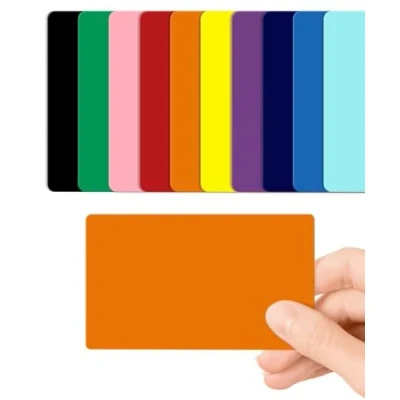 Afbeelding van CKB LTD 100 stuks blanco PVC plastic kaarten 760 micron standaardformaat CR80 creditcard 86 x 54 mm ideaal voor het afdrukken op elke kantoorprinter (oranje glanzend)