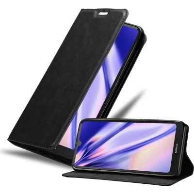Afbeelding van Cadorabo Hoesje geschikt voor Nokia 1.3 in ZWARTE NACHT Beschermhoes met magnetische sluiting, standfunctie en kaartvakje Book Case Cover Etui