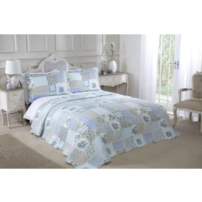 Afbeelding van Emma Barclay Cotswold Sprei, gewatteerd, patchwork, blauw, voor tweepersoonsbed