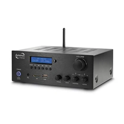 Afbeelding van Dynavox Stereo compacte versterker VT 80 MK, 4 schroefbare luidsprekeraansluitingen, afstandsbediening voor digitale ingangen (USB, SD kaart), geïntegreerde BT antenne en FM radio, zwart