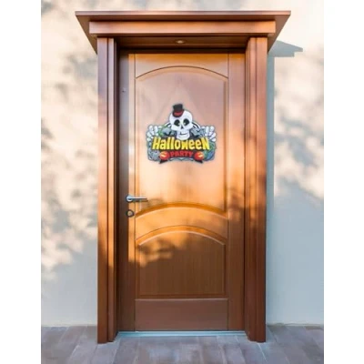 Afbeelding van Fiestas Guirca Houten hangbord skull Halloween party 35 x 20 cm Decoratie Versiering