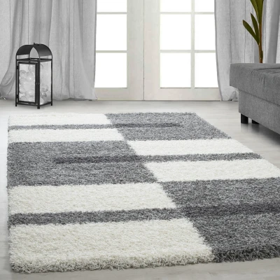 Afbeelding van Gala Shaggy vloerkleed Grijs / Wit Hoogpolig 200x290 cm