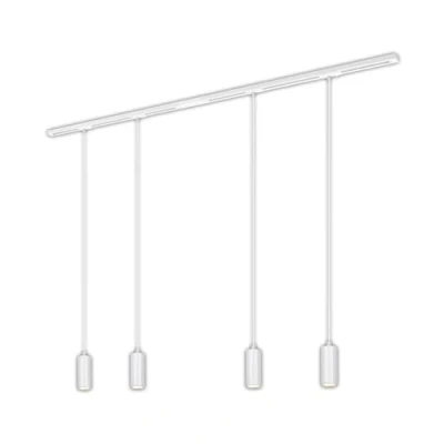 Afbeelding van RAIL 230 V railsystem, wit, 4 LED pendels, lengte 1,5 m