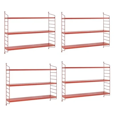 Afbeelding van Wandplank Strängnäs set van 4 verstelbaar 50x60x15 cm rood [en.casa]
