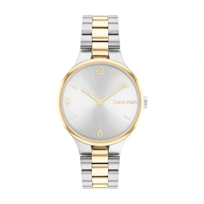 Afbeelding van Calvin Klein CK25200132 Dames Horloge Mineraalglas Roestvrijstaal Zilver 32 mm breed 3.2 cm lang Quartz Druksluiting 3 ATM (spatwater)