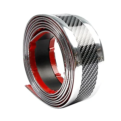 Afbeelding van ETOPARS Auto dorpel sticker, koolstofvezel, zilverkleurig, 7 cm x 2,5 m, zelfklevende beschermband voor bumpers
