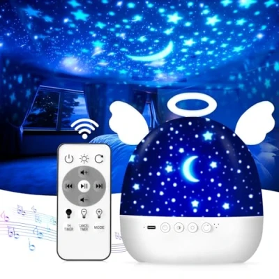 Afbeelding van Diboniur Sterlamp, projector, nachtlampje voor kinderen, met 22 films, baby&#039;s, sterrenhemel, plafond, 360 graden draaibaar en afstandsbediening, oplaadbaar, lamp