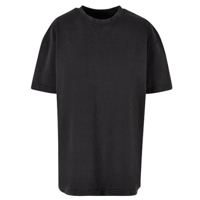 Afbeelding van Build your Brand Ladies Oversized Acid Wash Tee BY270 Black