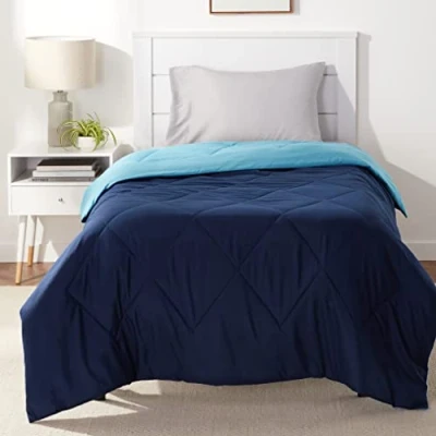 Afbeelding van Amazon Basics Microfiber omkeerbaar dekbed, 135 x 200 cm, marineblauw