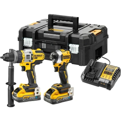 Afbeelding van DEWALT DCK2052H2T QW 18V XR Brushless accucombiset 2 delig DCD999 + DCF850 in TSTAK (2x 5.0Ah POWERSTACK accu lader)