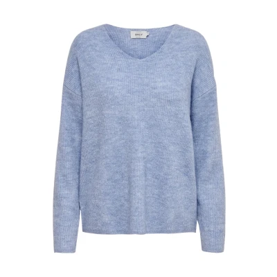 Afbeelding van ONLY Camilla Vneck L/S NOOS Trui, Dames, Maat: Large, Light blue