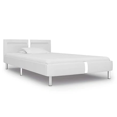 Afbeelding van Bedframe met LED kunstleer wit 90x200 cm