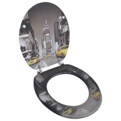 Afbeelding van Toiletbril van MDF met New York dessin