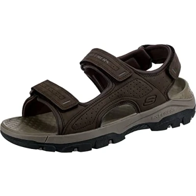 Image de Skechers Tresmen Garo Sandales à bout ouvert pour homme, Chocolat synthétique, 46 EU