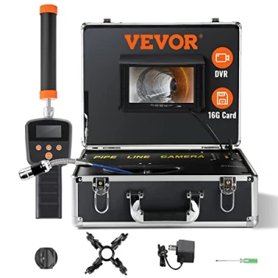 Image de VEVOR Caméra Inspection Canalisation avec Localisateur 512 Hz Endoscope Drain 40 m Écran 7&#039;&#039; Enregistreur Dvr Étanche IP68 12 Led Réglables Carte Sd