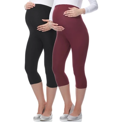 Afbeelding van Be Mammy Zwangerschapsleggings, 3/4, 2 stuks, zwart/donkerrood