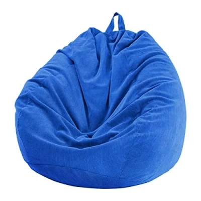 Afbeelding van Chickwin Peer Zitzak, Corduroy Peren Fauteuil zonder Vulling voor Buiten en Binnen Ontspanning, Loungestoel, Slaapkamer Kussen (Blauw, 85x110cm)