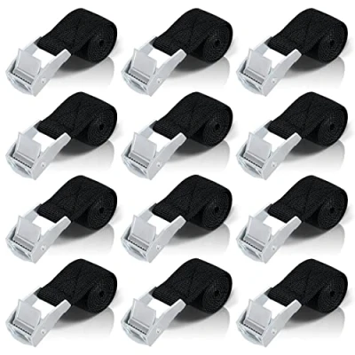Afbeelding van 50 cm spanband, 12 stuks ratelgordel met klemgesp van zinklegering, voor bevestiging aan motorfiets, auto, fietsendrager, bagage, verhuizing, grote trekkracht 0,5 m