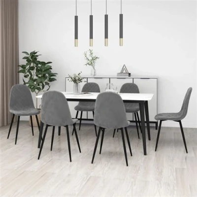 Afbeelding van vidaXL Eetkamerstoelen 6 st fluweel lichtgrijs