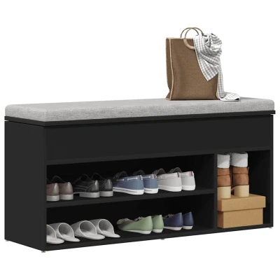 Afbeelding van Schoenenbank 102x30,5x45 cm bewerkt hout zwart