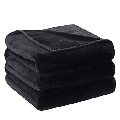 Afbeelding van Plaid Dikke Fleece Deken 220x240 cm Zwart Zacht en Warm Dubbele Beddeken Flanellen Sofa Throw Dubbelzijdig Omkeerbaar
