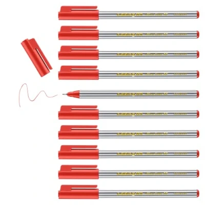 Afbeelding van edding 89 Fineliner rood 10 stiften extra fijne ronde punt 0,3 mm viltstiften voor fijn, nauwkeurig schrijven, om te markeren en tekenen, kantoor, school thuis
