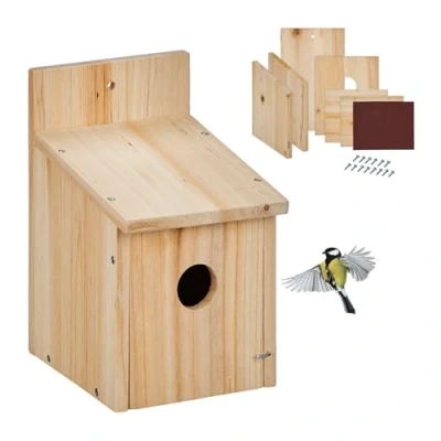 Afbeelding van nestkastje bouwpakket koolmees opening 35 mm diy hout hangend