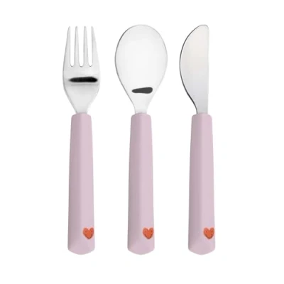 Afbeelding van Lassig Silicone Bestekset Happy Rascals Heart Lavender