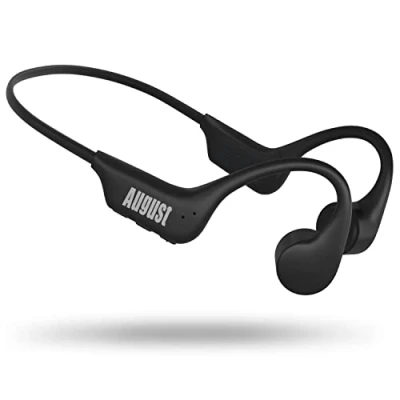 Afbeelding van August EP400 Bone geleiding Bluetooth hoofdtelefoon met geïntegreerde microfoon en MP3 speler, ultralicht, draadloos, IP68 waterdicht, hardlopen, fietsen, crossfit, zwart