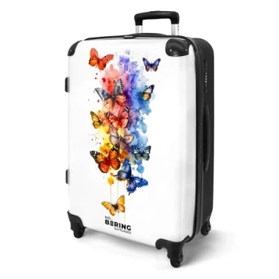 Afbeelding van NoBoringSuitcases.com® Koffer groot Rolkoffer lichtgewicht Kleurrijke vlinders met verfspetters Reiskoffer 4 wielen Grote trolley XL 20 kg bagage