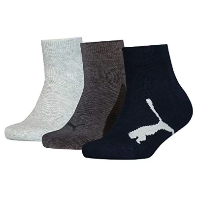 Afbeelding van PUMA kids 3P quartersokken bwt zwart &amp; grijs 35 38