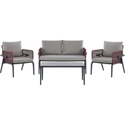 Afbeelding van Beliani SCIACCA Loungeset voor 4 Grijs Aluminium