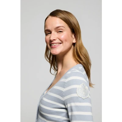 Afbeelding van Polo Club Dames Lichtblauwe Cardigan Met Strepen En Nautisch Detail L