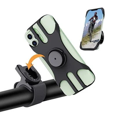 Afbeelding van telefoonhouder voor fiets, afneembare 360 draaibare motorfiets, universele mobiele telefoonhouder, fietsstuur alle smartphone, fiets e scooter, racefiets, MTB, scooter en kinderwagen