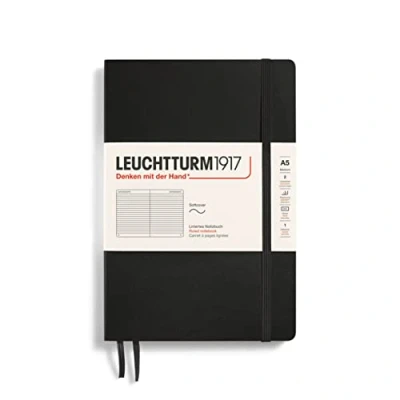 Afbeelding van Leuchtturm1917 Softcover Notitieboek Zwart Medium Gelinieerd