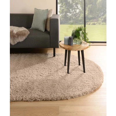Afbeelding van Ovaal Hoogpolig Vloerkleed Cozy Shaggy Beige 100x150 Cm
