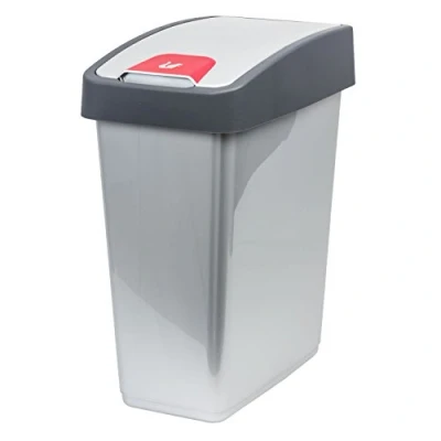 Afbeelding van keeeper Premium Waste Bin with Flip Deksel, Soft Touch, 45 liter, Magne, zilver
