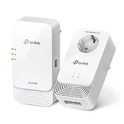 Afbeelding van TP Link CPL WiFi G.hn2440, 6 AX1800, tot 1428 Mbps via Powerline, geïntegreerd stopcontact (type F), ideaal om thuis te genieten van de multi tv service, compatibel met alle boxen, PGW2440 KIT