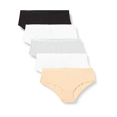 Afbeelding van Dim Les Pockets EcoDIM Soft Touch boxershorts voor dames, 5 stuks, wit/perzikbeige/aubergine/terracotta/zwart