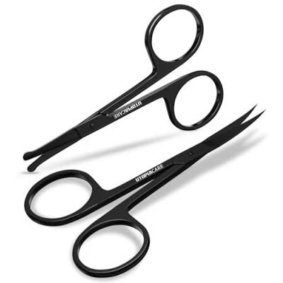 Afbeelding van Utopia Care 2 stuks roestvrijstalen schoonheids nagelschaar, nagelschaar voor manicure, professionele nagelriemschaar, veilig in gebruik, wenkbrauwschaar, zwart