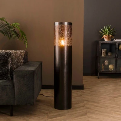 Afbeelding van Odetta vloerlamp cilinder zwart nikkel ø25 x 120 cm