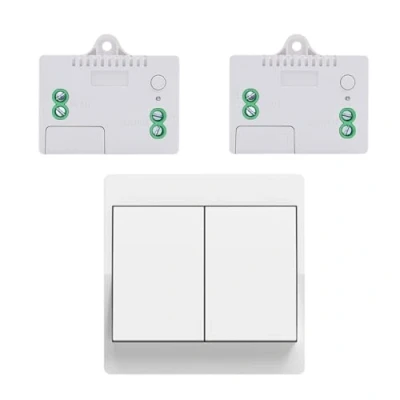 Afbeelding van Cerhot Draadloze schakelaarset, afstandsbediening RF433, led wandlamp, binnen en buitenverlichting, zonder batterijen wifi (EU 2 snelheden 1 V2A)