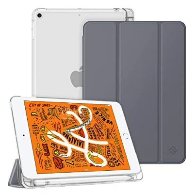 Afbeelding van FINTIE beschermhoes voor iPad Mini 5e generatie 7,9 inch 2019 dunne, lichte, semi transparante beschermhoes, met penhouder potlood, automatische slaap/wake functie, spacegrijs