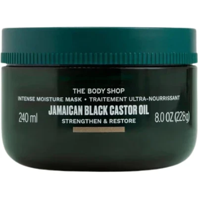 Afbeelding van The Body Shop Intense MOISTURE MAQUE JAMAICAN Black CASTOR Oil voor alle krullen en spoelen 240 ml