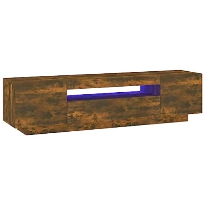 Afbeelding van Tv meubel met LED verlichting 160x35x40 cm gerookt eikenkleurig